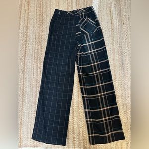 Plaid flared trouser pant